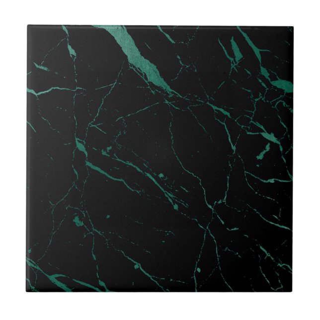 Azulejo de cerâmica Luxe Black e Green Marble (Frente)