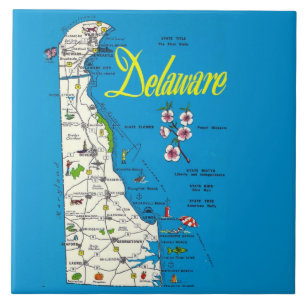 Azulejo de Cerâmica Mapa Delaware Muito Azul