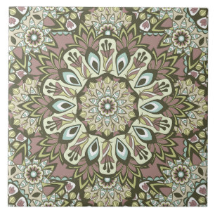 Azulejo de cerâmica Mauve e Blue Boho Mandala