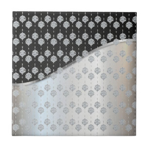 Azulejo de cerâmica moderna preta e prata