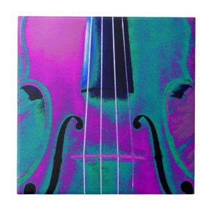 Azulejo de cerâmica musical violino-roxo