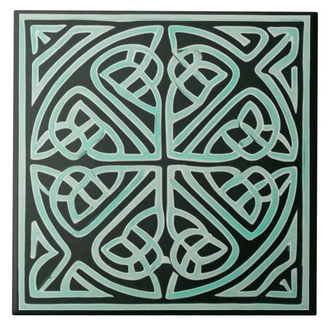Azulejo de cerâmica Nó Celular Irlandês Preto e Ve (Frente)