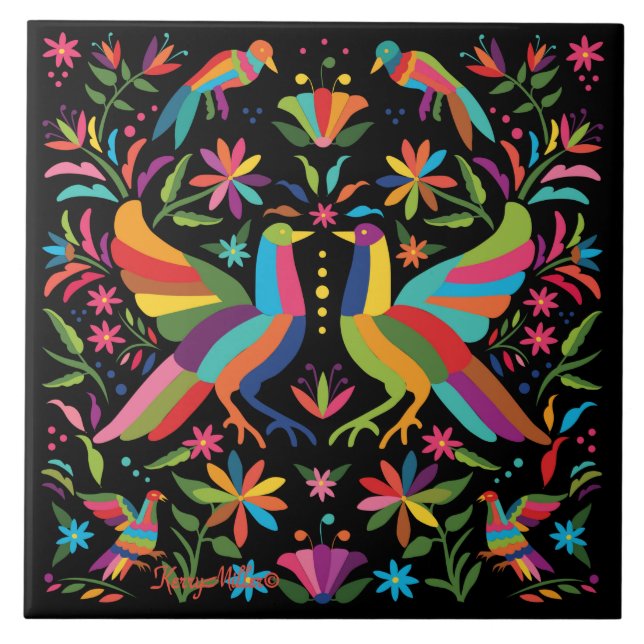 Azulejo de cerâmica Otomi mexicano (Frente)