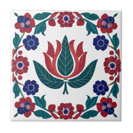 Azulejo de cerâmica Ottoman Red & Blue Tulip