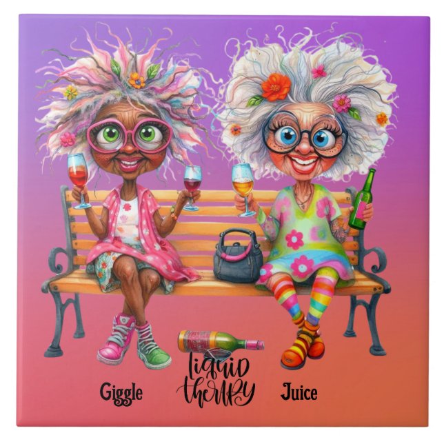 Azulejo de cerâmica para as damas de vinho Quirky (Frente)