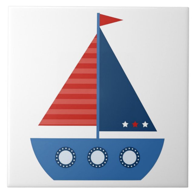 Azulejo de Cerâmica para Banheiro - Barco à Vela (Frente)