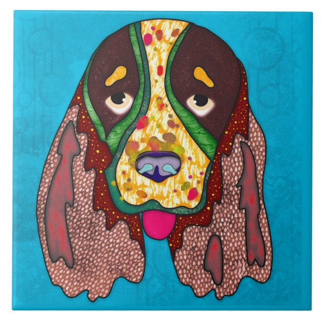 Azulejo de cerâmica para cães feio Springer Spanie (Frente)