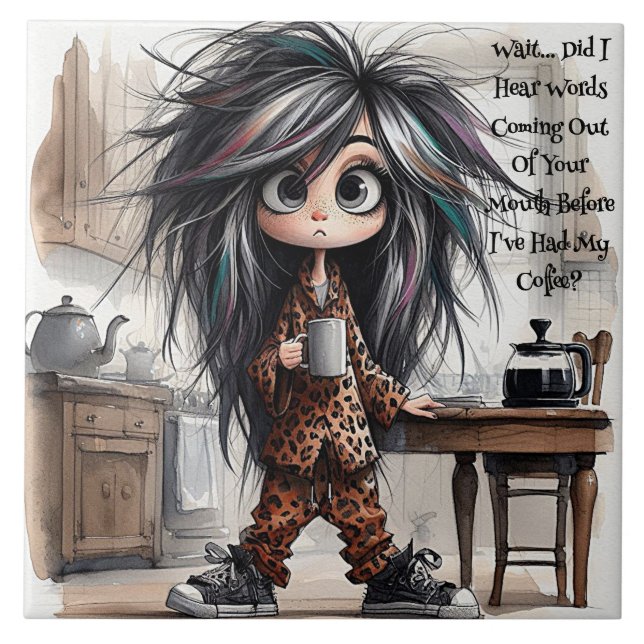 Azulejo De Cerâmica Para Esperar Pelo Café Quirky (Frente)