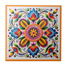 Azulejo de cerâmica para flores de huichol mexican