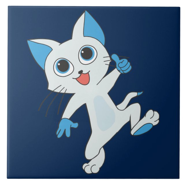 azulejo de cerâmica para gatos dançantes (Frente)