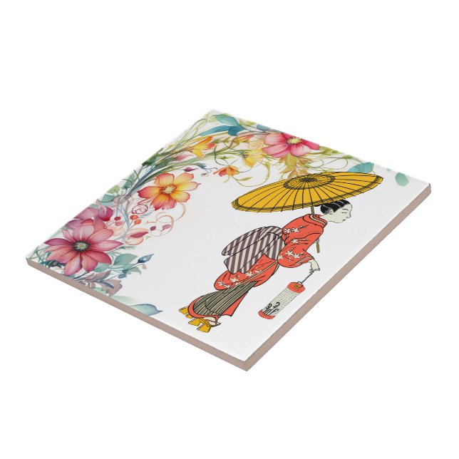 Azulejo de cerâmica para mulheres asiáticas (Lateral)