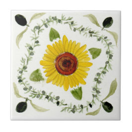 Azulejo de cerâmica pequeno tema Sicília “Girasol”