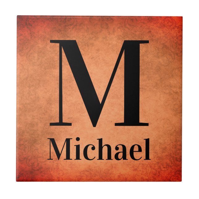 Azulejo de cerâmica personalizado simples monogram (Frente)