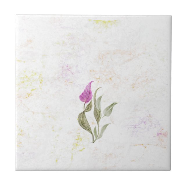 azulejo de cerâmica pétal, cor-de-abstrato rosa (Frente)