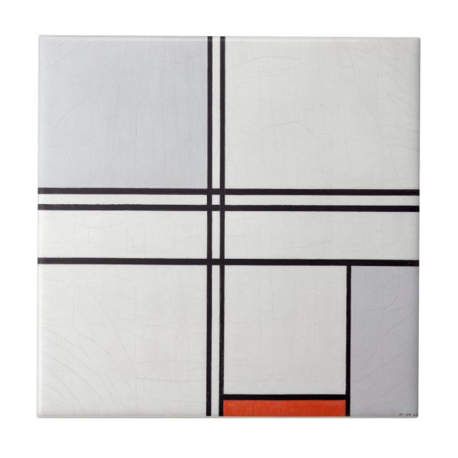 AZULEJO DE CERÂMICA: PIET MONDRIAN : CINZA - RED 1 (Frente)