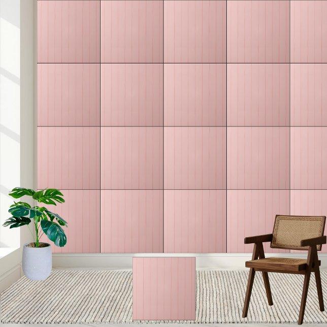 Azulejo de cerâmica Pinstripes texturizado rosa (Pink Textured Pinstripes Ceramic Tile)