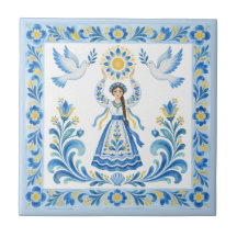 Azulejo de Cerâmica Pintura Tavriana Arte Folclóri