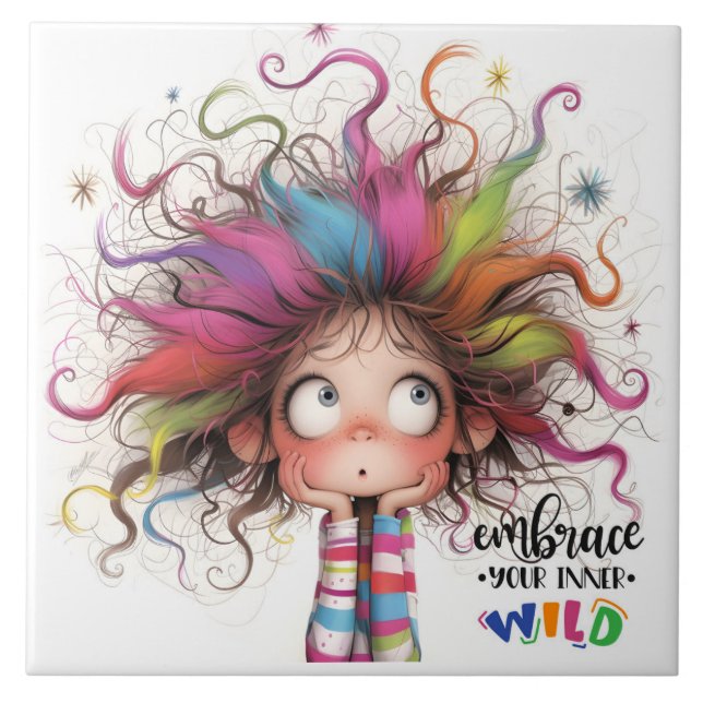 Azulejo De Cerâmica Quirky Girl Inner Wild (Frente)