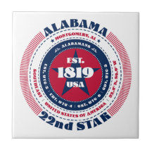 Azulejo de cerâmica Red, White e Blue Alabama