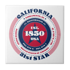 Azulejo de cerâmica Red, White e Blue California