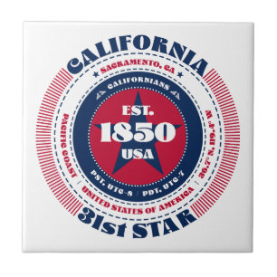 Azulejo de cerâmica Red, White e Blue California
