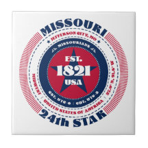 Azulejo de cerâmica Red, White e Blue Missouri