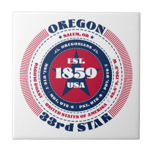 Azulejo de cerâmica Red, White e Blue Oregon