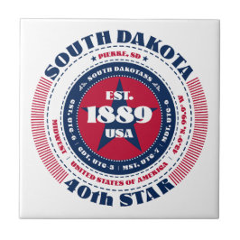 Azulejo de cerâmica Red, White e Blue South Dakota