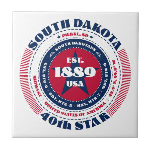 Azulejo de cerâmica Red, White e Blue South Dakota