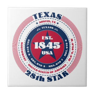 Azulejo de cerâmica Red, White e Blue Texas
