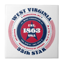 Azulejo de cerâmica Red, White e Blue West Virgini