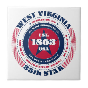 Azulejo de cerâmica Red, White e Blue West Virgini