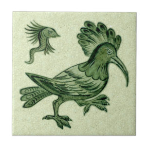 Azulejo de cerâmica Repro De Morgan Green Hoopoe 