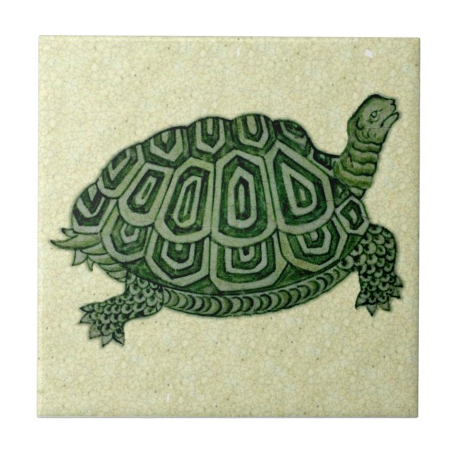 Azulejo de cerâmica Repro De Morgan Green Tortoise (Frente)