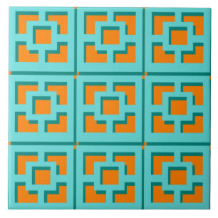 Azulejo de cerâmica Retro Turquoise e Orange Trell
