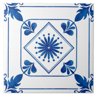 Azulejo de cerâmica rosette (azul clássico) medite