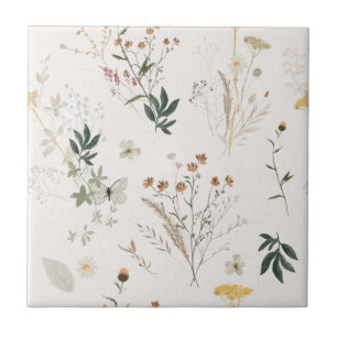 Azulejo de cerâmica sem vidros de flores selvagen