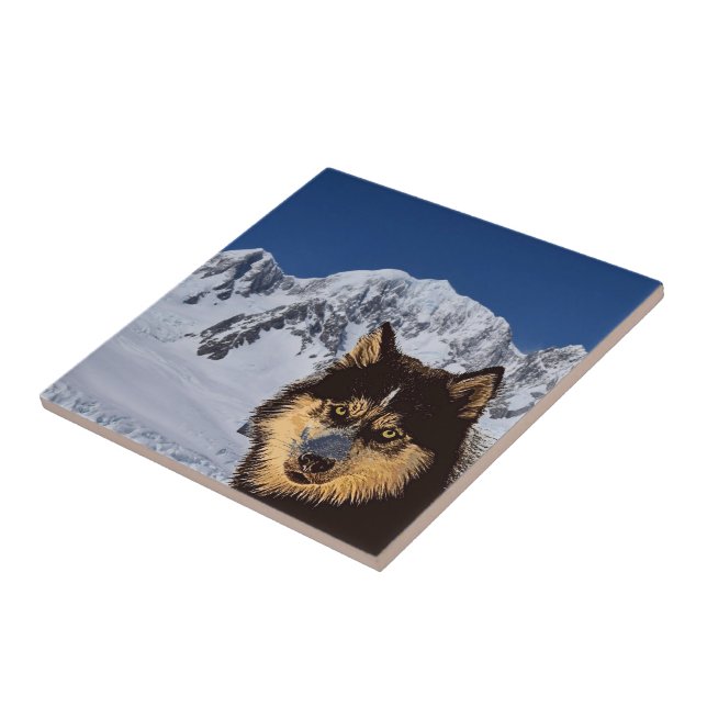 Azulejo de cerâmica Siberian Husky (Lateral)