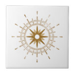 Azulejo de cerâmica simples Dourada Starburst Cele<br><div class="desc">Azulejo moderno com uma explosão de ouro retrorreflectora servindo de ponto focal central, complementado por elementos modernos de design de explosão estelar. Design simples e limpo; um design de uma coleção de coordenação. Crie seu próprio design personalizado usando os campos fornecidos ou use o botão "mensagem" para entrar em contato...</div>