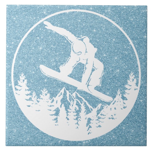 Azulejo de cerâmica Snowboard (Frente)
