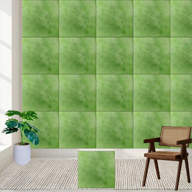 Azulejo de Cerâmica Verde (Green Watercolor Ceramic Tile)