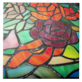 Azulejo de Cerâmica Vidro Pintado Flor de Rosa