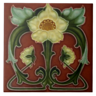 Azulejo de Cerâmica Vintage Floral Art Nouveau
