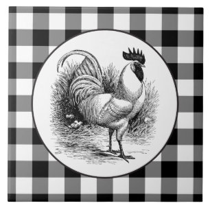 azulejo de cheques em branco preto do Country Roos