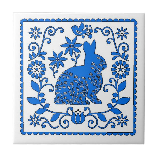 Azulejo de coelho azul, adicionar Azulejo de texto (Frente)