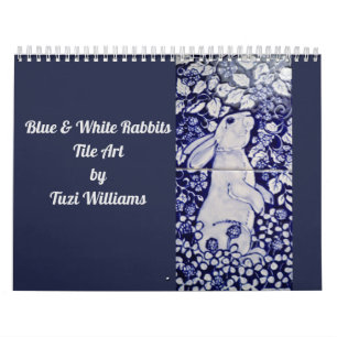 Azulejo de Coelho Azul e Branco Calendário de Art