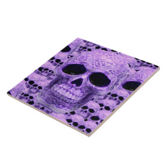 Azulejo de colagem do crânio roxo