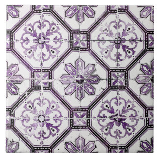 Azulejo de colheita roxo e branco