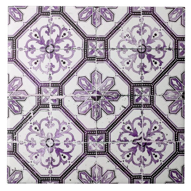 Azulejo de colheita roxo e branco  (Frente)