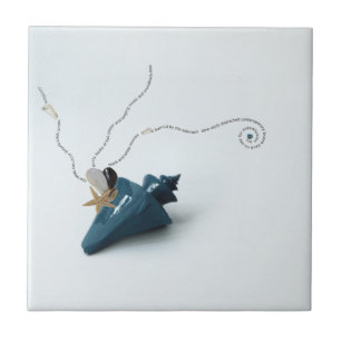 Azulejo de concha elegante azul como banheiro de d